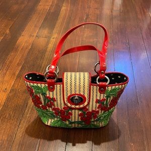 Isabella Fiore Red Flower Blossom Handbag